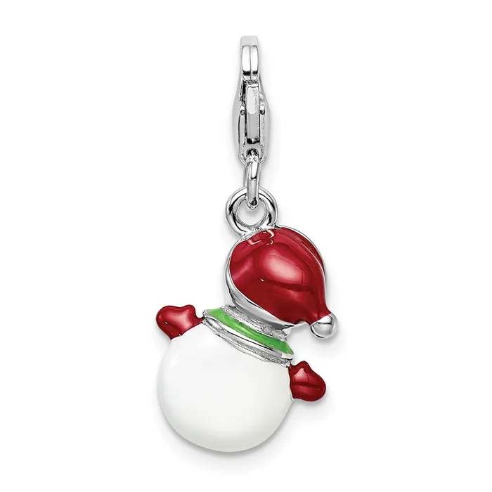 Sterling Silver Amore La Vita Rhpl Enamel Swarovski 3D Snowman Charm TreasureFineJewelers Rings
