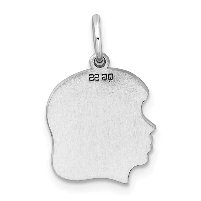 TreasureFineJewelers Sterl Silver Rhplt Engraveable Girl Polished FrontSatin Back Disc Charm Charm Necklaces