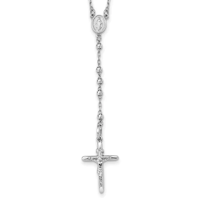 14k White Gold Diamondcut 3mm Beaded Rosary NecklaceWBCSF206424 WB Choice Jewelry Necklaces 14k White Gold Diamondcut 3mm Beaded Rosary NecklaceWBCSF206424 WB Choice Jewelry Necklaces