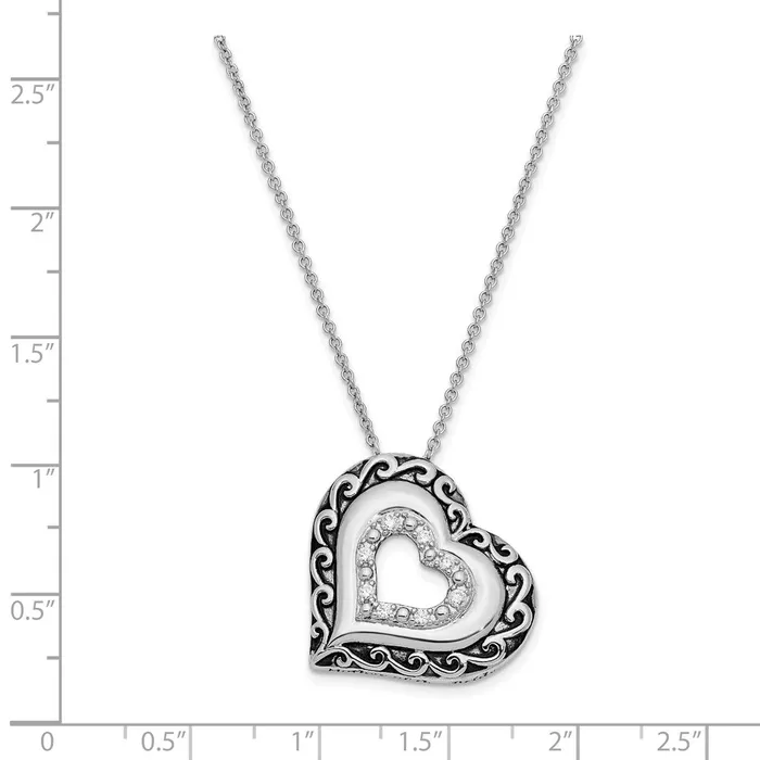Necklaces WB Choice Jewelry Sterling Silver CZ Antiqued Mother Of the Bride 18in NecklaceWBCQSX660 Necklaces WB Choice Jewelry Sterling Silver CZ Antiqued Mother Of the Bride 18in NecklaceWBCQSX660