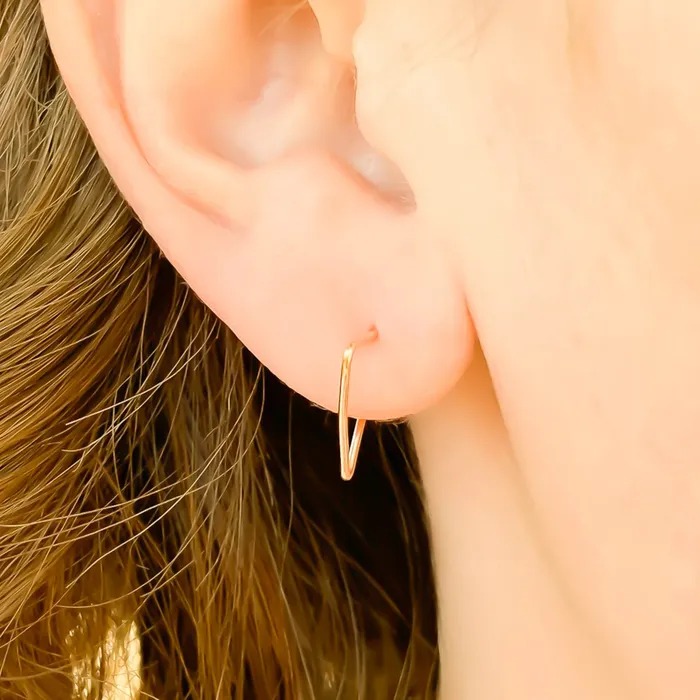 14K Gold Triangle Hoop Earrings Hoops By Hand Earrings 14K Gold Triangle Hoop Earrings Hoops By Hand Earrings