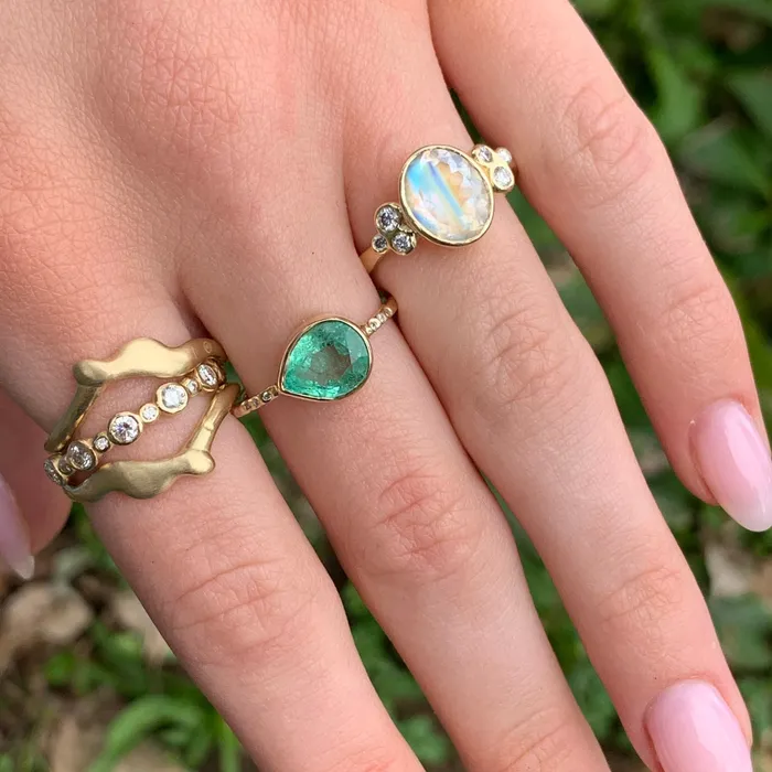 Rings Emily Amey Jewelry Diamond Octopus Halo Band in 14k gold