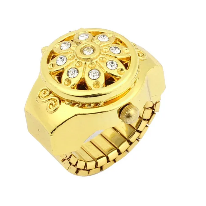 sparklingselections Round Dial Crystal Flower Elastic Band Finger Ring Rings sparklingselections Round Dial Crystal Flower Elastic Band Finger Ring Rings