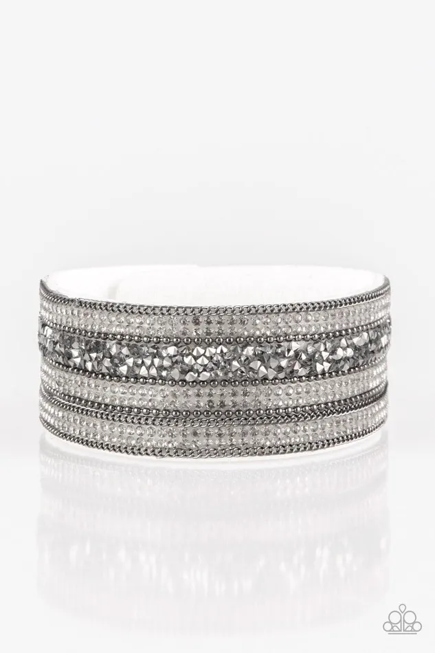 Really Rock Band White Wrap Bracelet Jewelry by Bretta Paparazzi Accessories Bracelets