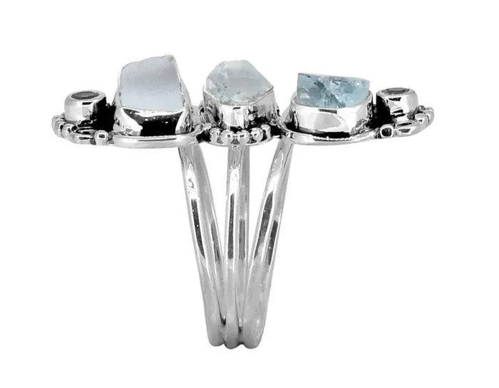 Rough Blue Topaz Solid 925 Sterling Silver Designer Ring Jewelry YoTreasure Rings