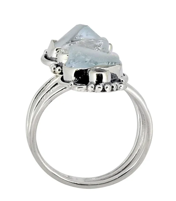 Rough Blue Topaz Solid 925 Sterling Silver Designer Ring Jewelry YoTreasure Rings