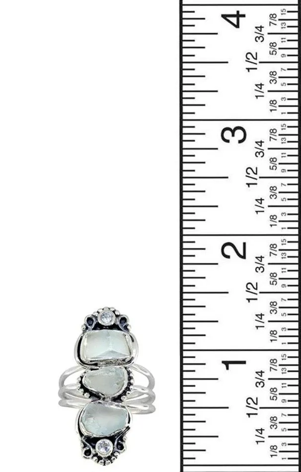 Rough Blue Topaz Solid 925 Sterling Silver Designer Ring Jewelry YoTreasure Rings