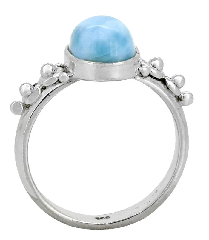 YoTreasure Natural Larimar Solid 925 Sterling Silver Ring Jewelry Rings