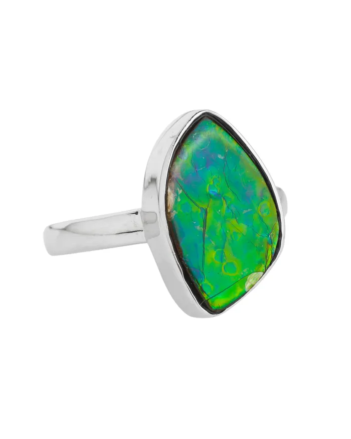 YoTreasure Rings 925 Silver 477 Cts Ammolite Gemstone Ring