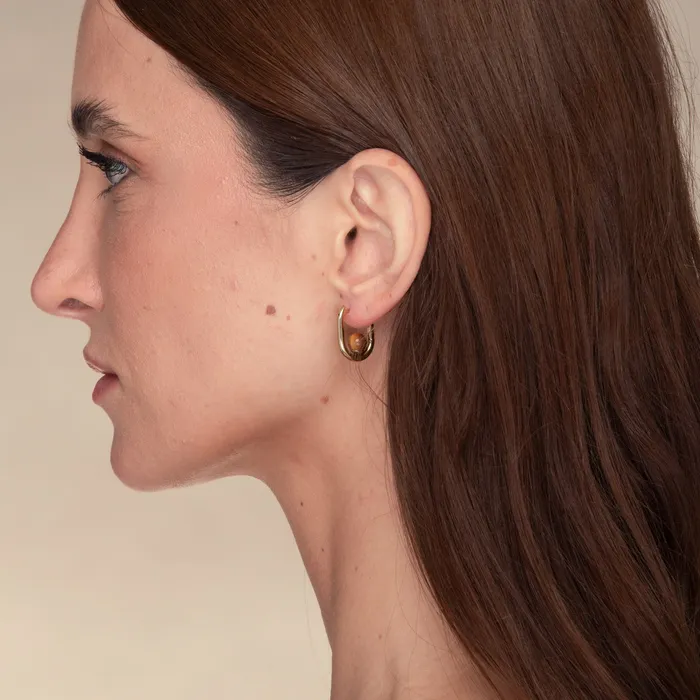 Zoey Huggie Hoop Earrings Camile Stone Earrings